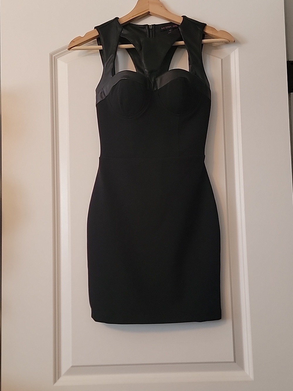 Material Girl Black Faux-Leather Accent Bodycon Dress